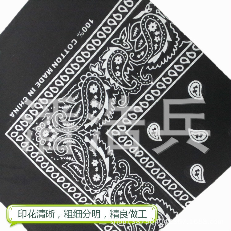 Yiwu factory direct outdoor riding polyester hip-hop headscarf sports amoeba cashew melon seeds square towel spot