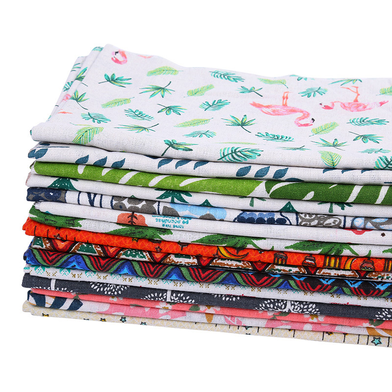 in stock supply support wholesale plant printed linen polyester cotton fabric home decoration cloth sand release tablecloth tablecloth