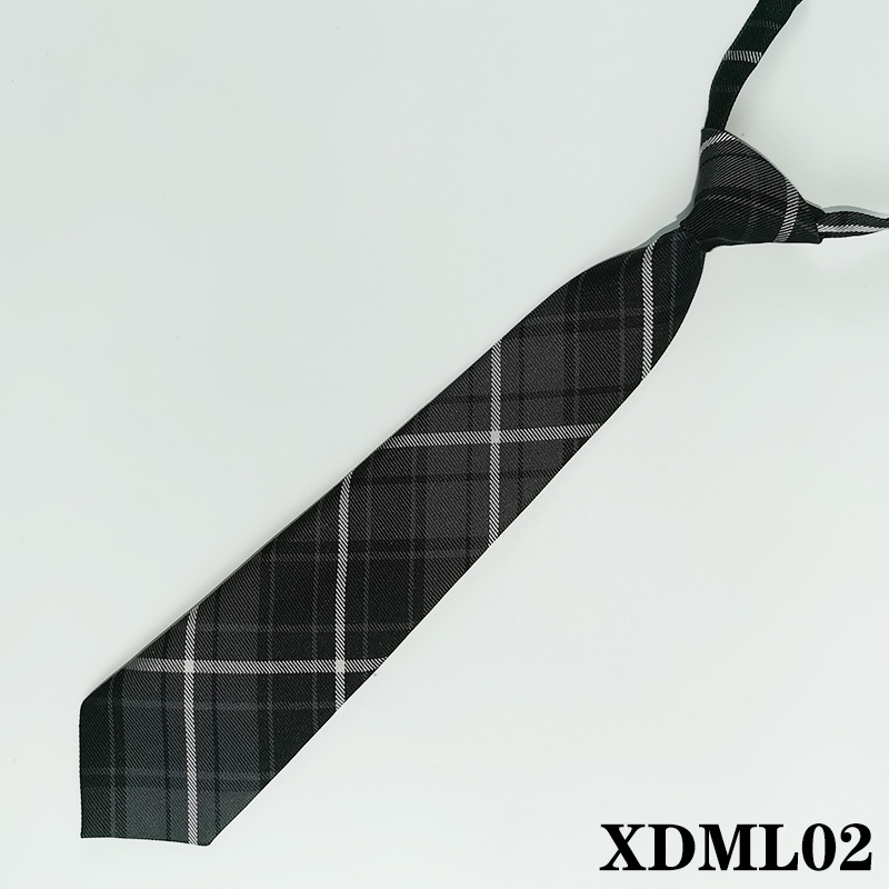 New No-Tie JK Tie Plaid Student Pullover Rubber Band College ins Japanese Uniform Gentle One-Knife Tie Women