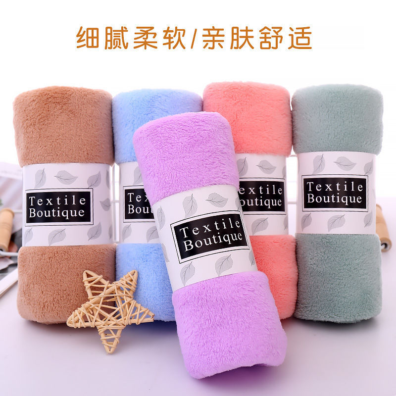 Factory in stock coral fleece towel plain absorbent face towel company welfare staff gift towel wholesale