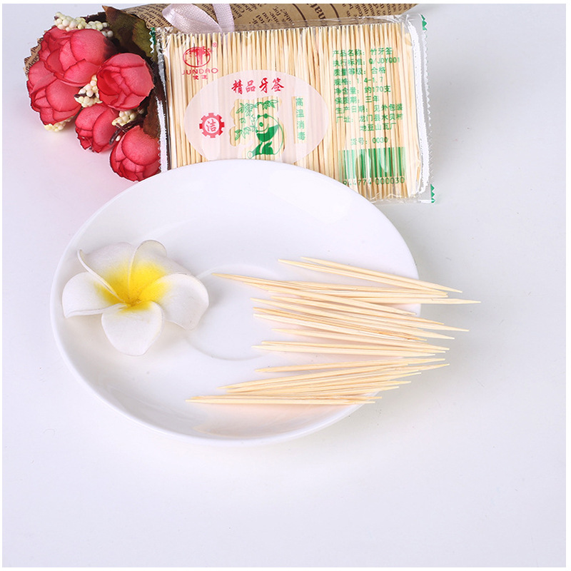 Disposable toothpick double thick and thin toothpick fruit pick restaurant hotel home toothpick natural bamboo toothpick dental floss