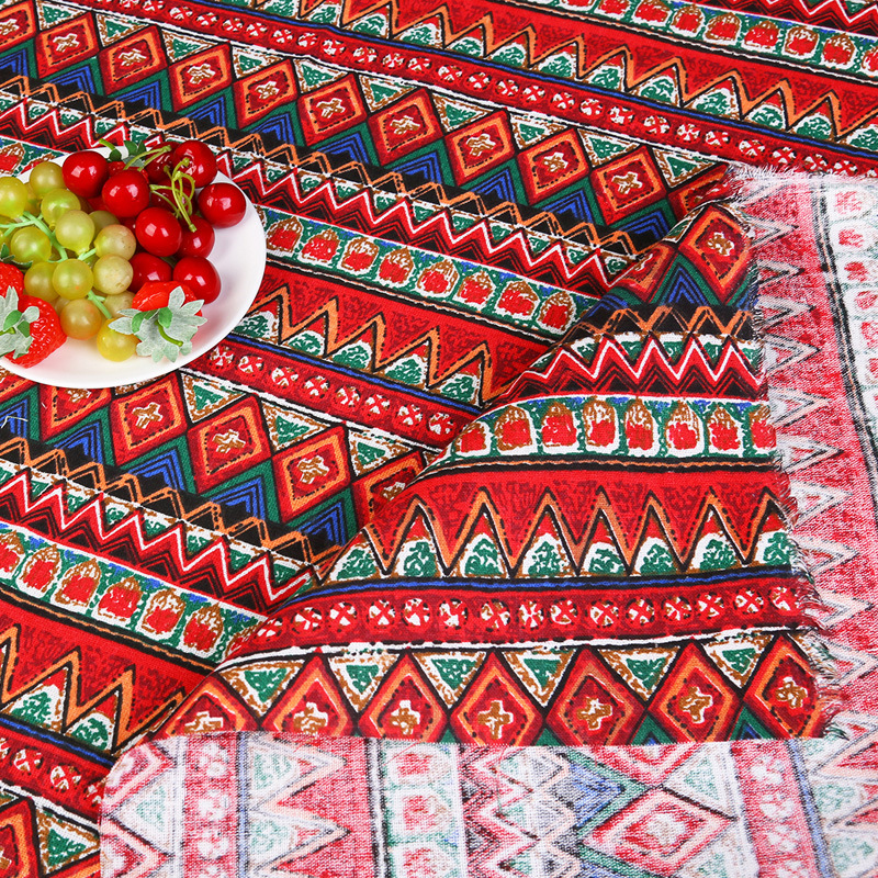 in stock supply support wholesale plant printed linen polyester cotton fabric home decoration cloth sand release tablecloth tablecloth