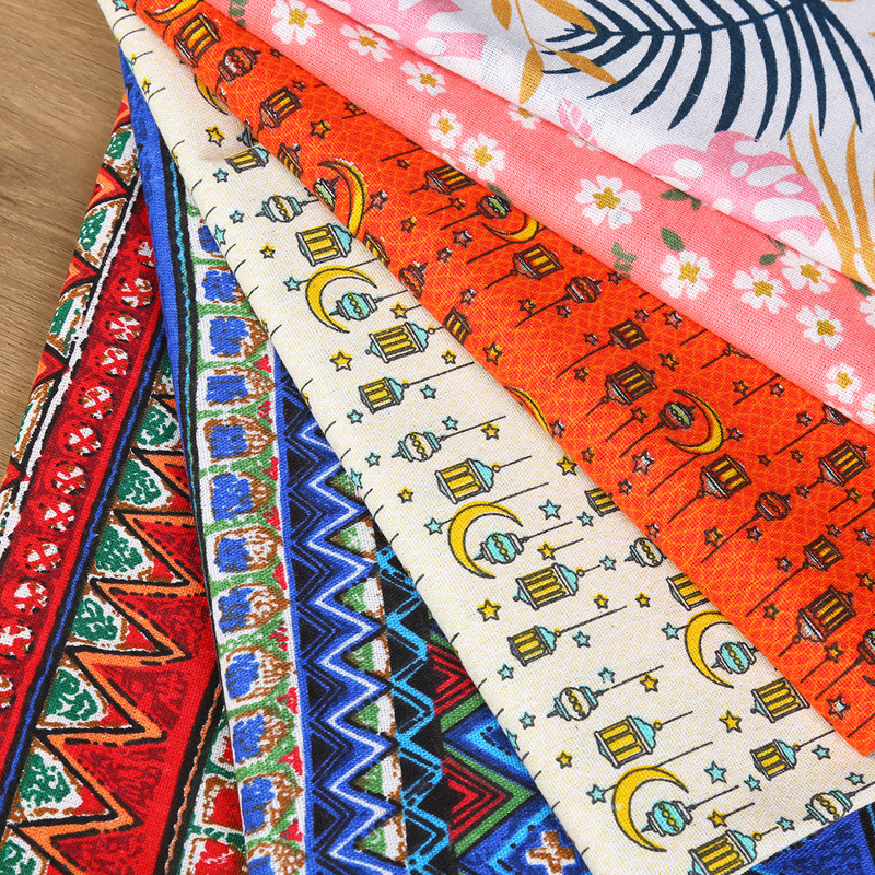 in stock supply support wholesale plant printed linen polyester cotton fabric home decoration cloth sand release tablecloth tablecloth