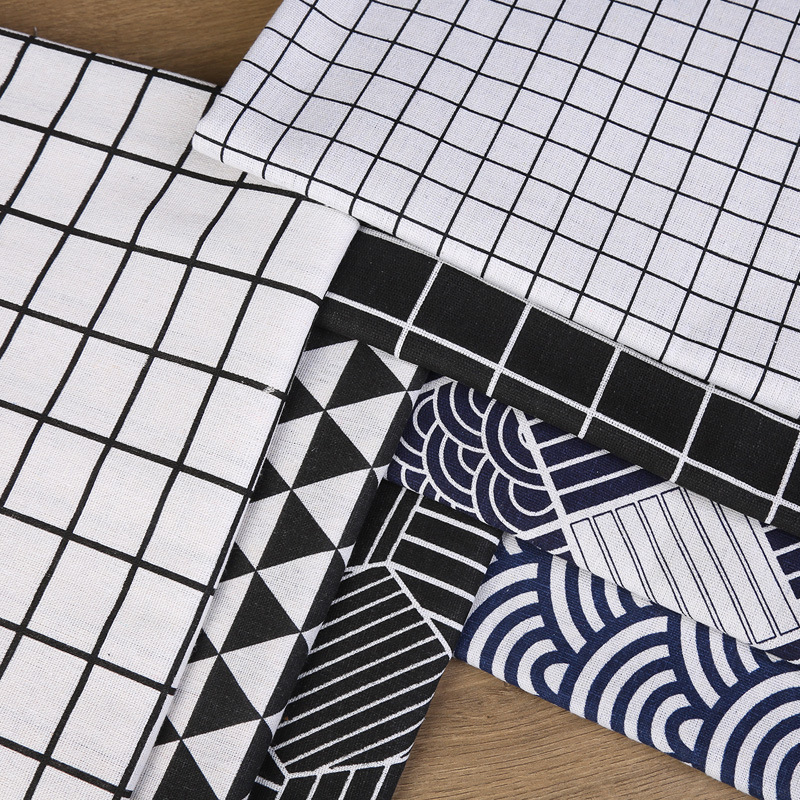 in stock wholesale imitation cotton linen fabric geometric printed linen polyester cotton fabric pet fabric tablecloth decorative cloth
