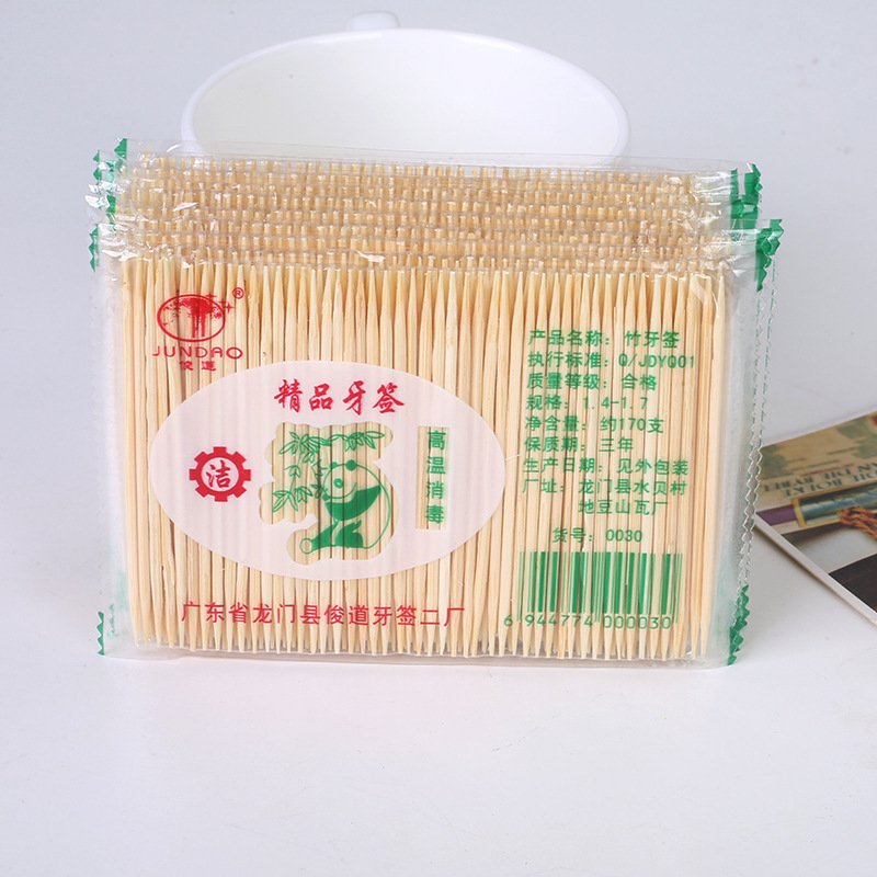 Disposable toothpick double thick and thin toothpick fruit pick restaurant hotel home toothpick natural bamboo toothpick dental floss