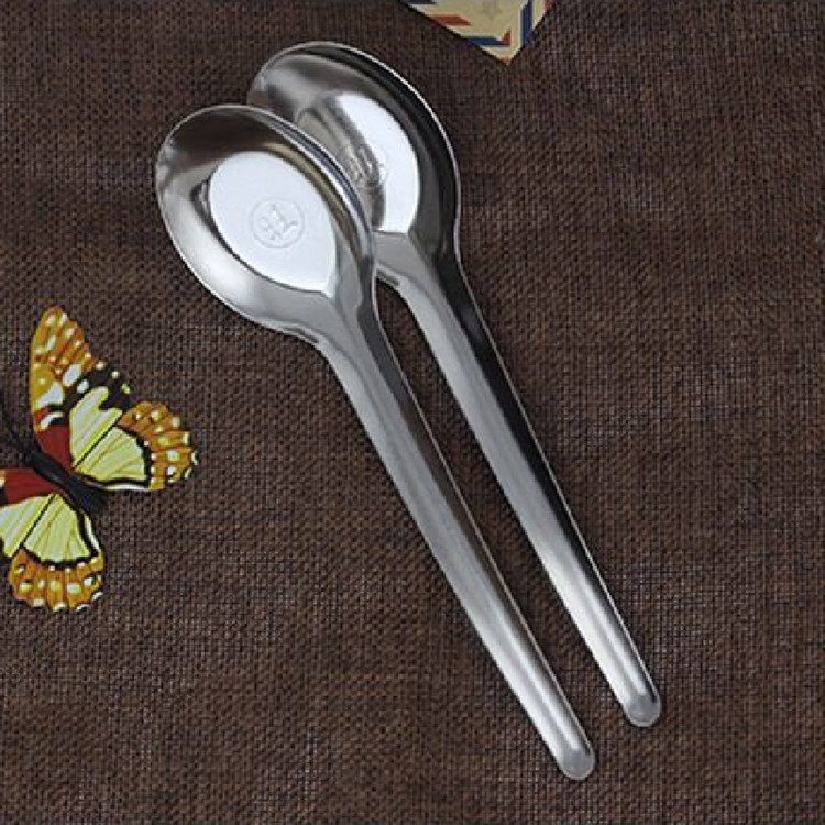 Non-Magnetic Stainless Steel Spoon with the Character for Prosperity, Suitable for Canteens and Fast Food Restaurants, Thickened Long-Handled Spoon for Home Use, Suitable for Watermelon