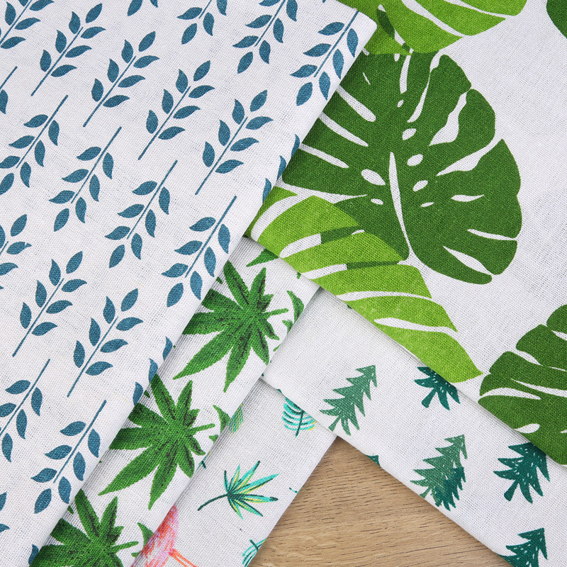 in stock supply support wholesale plant printed linen polyester cotton fabric home decoration cloth sand release tablecloth tablecloth