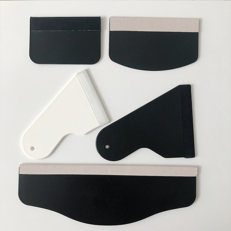 Wholesale Film Application Bubble Removal Handle Scraper Arc-Shaped Black Scraper Cardboard Scraper Film Application Tool