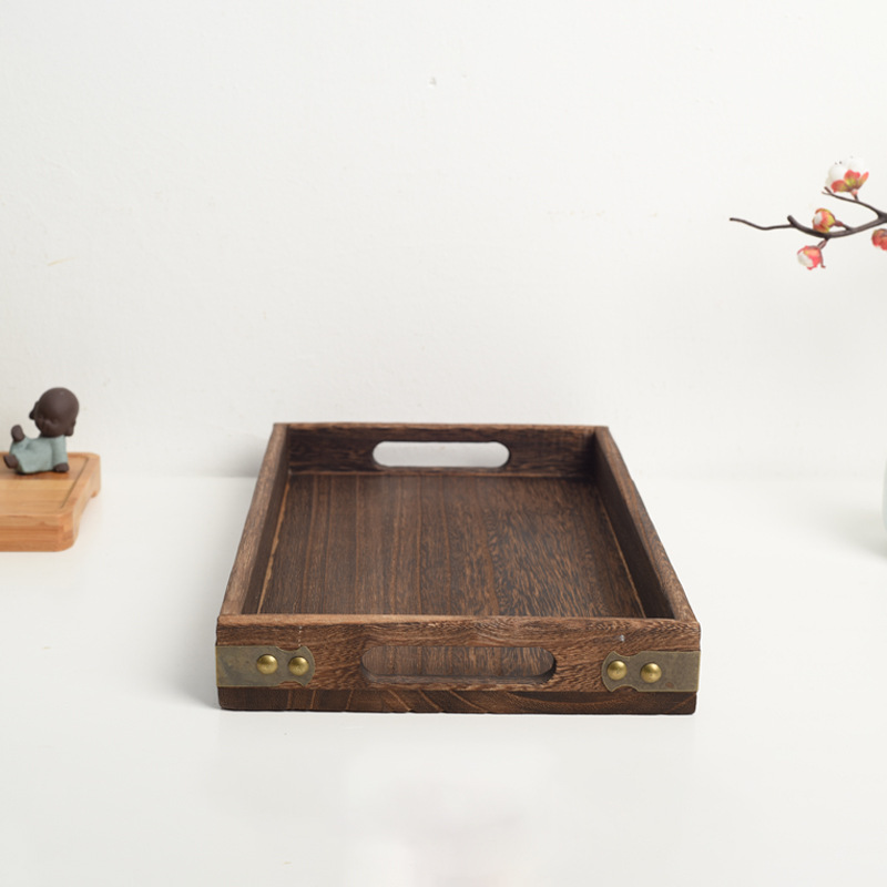 Wooden Tea Tray Wooden Tray Solid Wood Household Wooden Tray Bread Tray Hotel Wooden Tray Dinner Tray Solid Wood Tea Tray