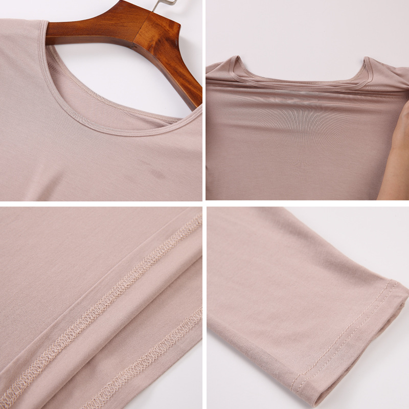 2024 Spring and Autumn Modal Base Shirt Women's plus size Long-sleeved T-shirt Women's Inner Autumn Clothes Round Neck All-match Thin Top