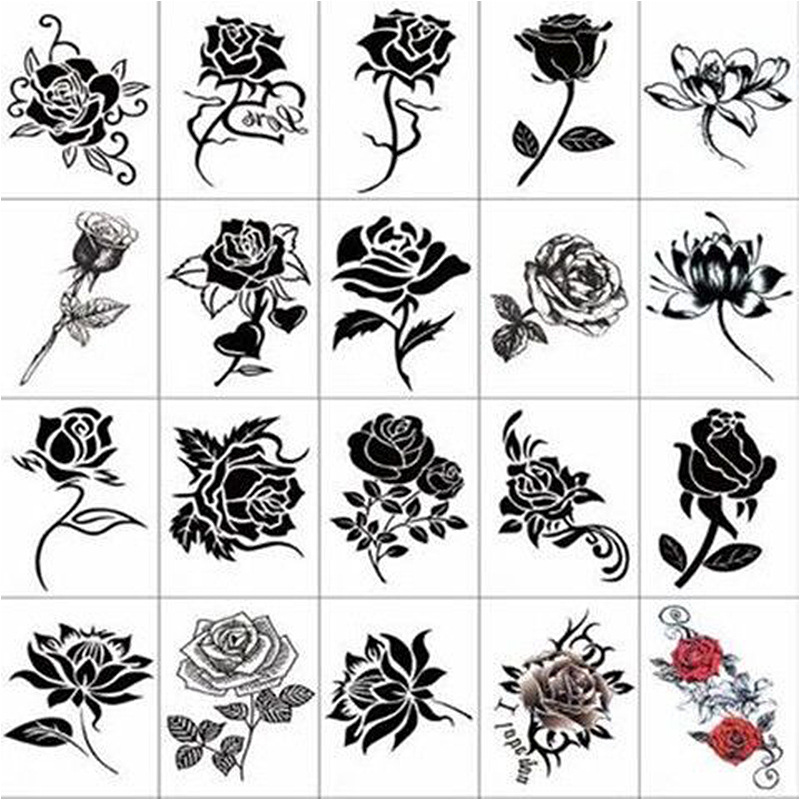New 3D Tattoo Sticker Women's Waterproof Long-lasting Realistic Black Rose Flower Butterfly Small Fresh Tattoo Sticker