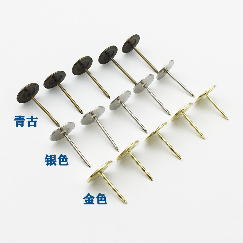 Flat head pushpin lengthened thickened soft bag bubble nail sofa decorative wallpaper fixed nail antique push nail flat round