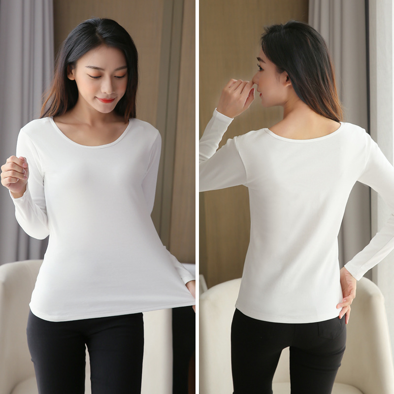 2024 Spring and Autumn Modal Base Shirt Women's plus size Long-sleeved T-shirt Women's Inner Autumn Clothes Round Neck All-match Thin Top