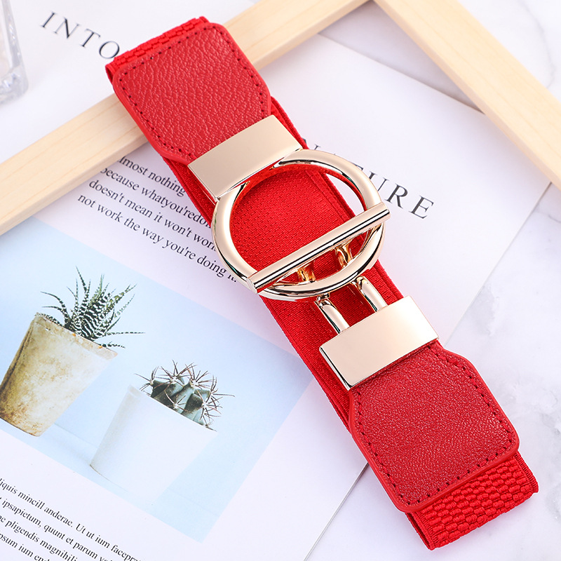 2024 summer factory direct Korean alloy buckle chasing wind ladies fashion casual elastic waist