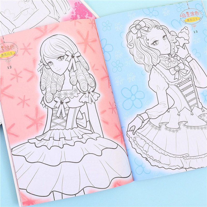 2-6 years old princess coloring beautiful girl painting book Baby puzzle graffiti painting book girl coloring book coloring book