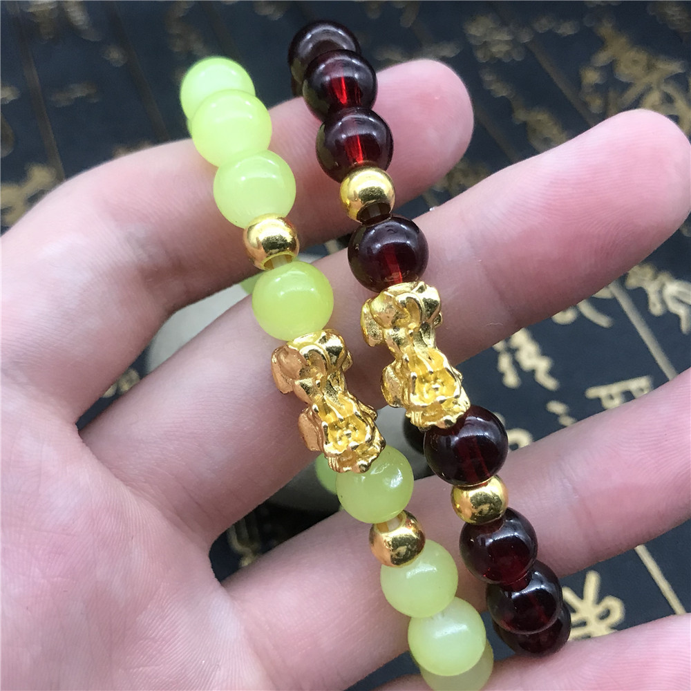 Imitation Obsidian Lucky Pixiu Bracelet for Men and Women, High-End Vietnamese Sand Gold Jewelry, Handmade Beaded Jewelry Wholesale
