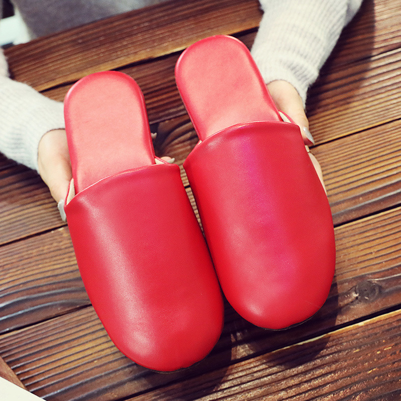 New Japanese Style Home Wooden Floor Leather Slippers Household Baotou Home Men and Women Indoor Silent Non-Slip Spring & Fall Slippers