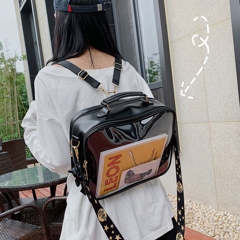 Japanese Large Capacity Transparent Pain Bag Backpack Instagram Style Soft Girl Going Out 20cm Baby Bag College Style Backpack Summer