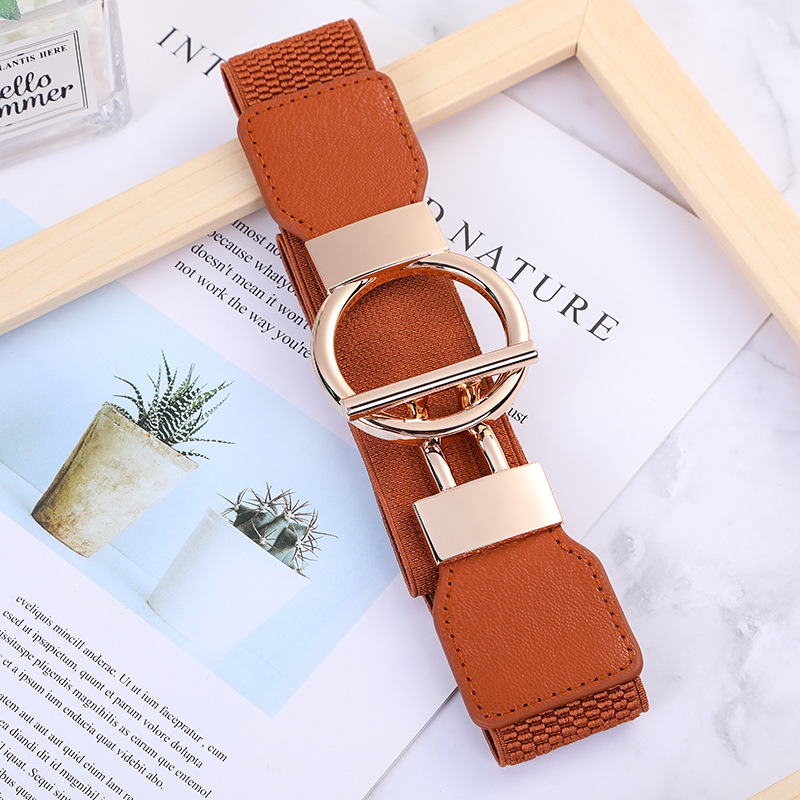 2024 summer factory direct Korean alloy buckle chasing wind ladies fashion casual elastic waist