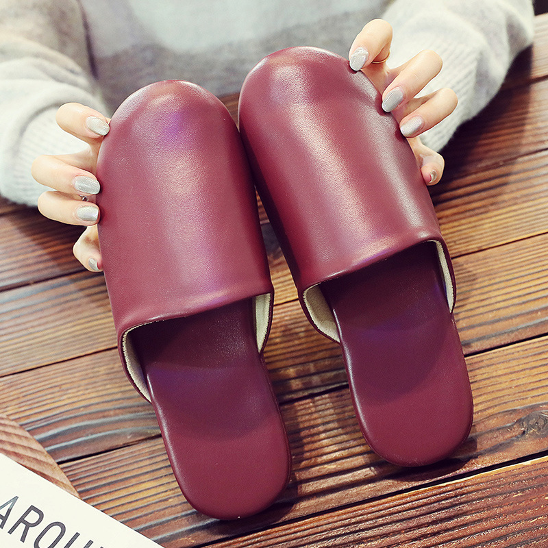 New Japanese Style Home Wooden Floor Leather Slippers Household Baotou Home Men and Women Indoor Silent Non-Slip Spring & Fall Slippers
