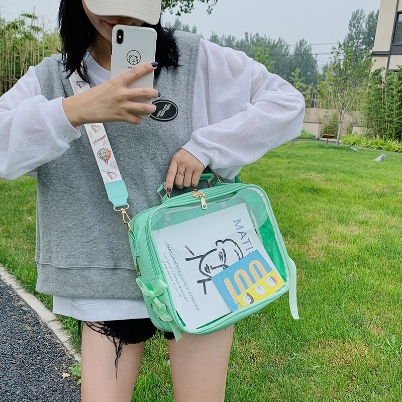 Transparent backpack women's Korean Style 2020 New Girl's large capacity shoulder bag fashion multi-purpose jelly crossbody backpack