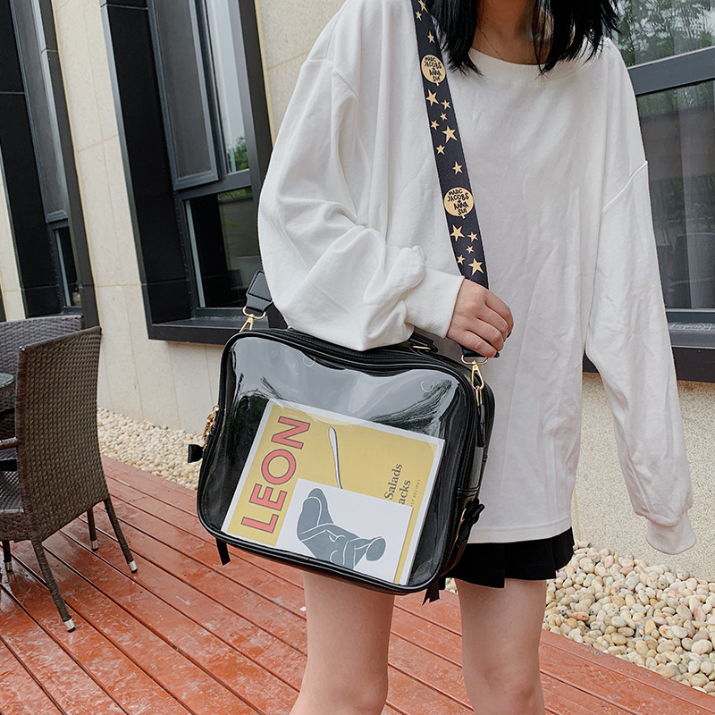 Transparent backpack women's Korean Style 2020 New Girl's large capacity shoulder bag fashion multi-purpose jelly crossbody backpack