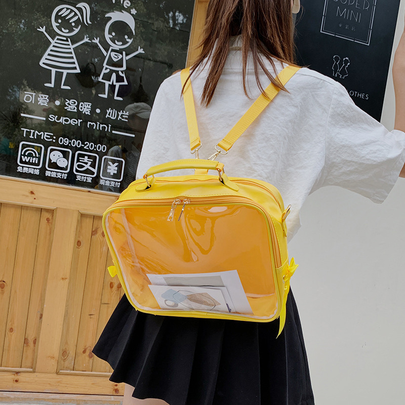 Transparent backpack women's Korean Style 2020 New Girl's large capacity shoulder bag fashion multi-purpose jelly crossbody backpack