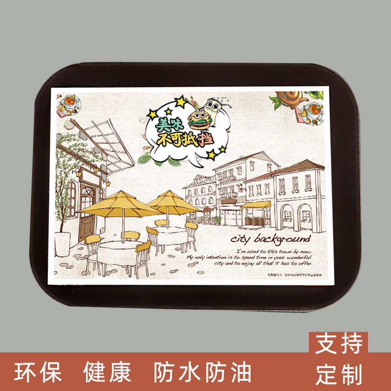 Disposable placemat takeaway placemat paper dinner paper menu waterproof oil-proof paper dinner plate disposable plate paper printing