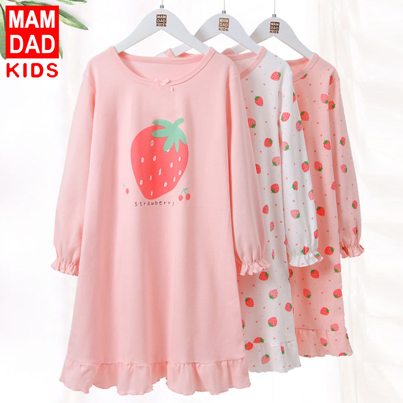 Girl's Pajamas Cotton Long Sleeve Nightgown Little Girl's Princess Children's dress Spring and Autumn Children's Home Clothes