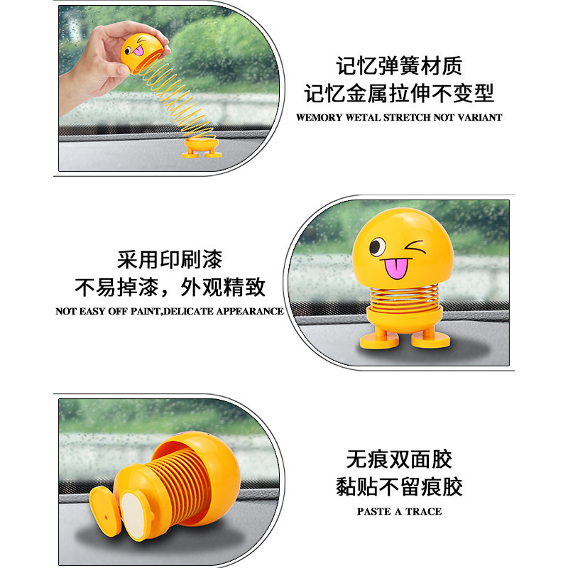 Tiktok Spring Doll Ornament Minion Car Spring Model Expression Creative Bobblehead Doll Car Decoration Ornament