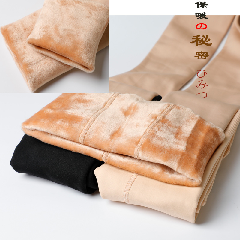 Light leg socks artifact autumn and winter skin color women plus velvet padded warm foot pantyhose one-piece pants leggings outer wear