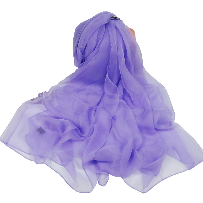 Ultra-thin Korean Style Summer Ice Silk Chiffon Women's Scarf Air Conditioning Shawl Sunscreen Scarf Seaside Scarf Autumn Dance Scarf