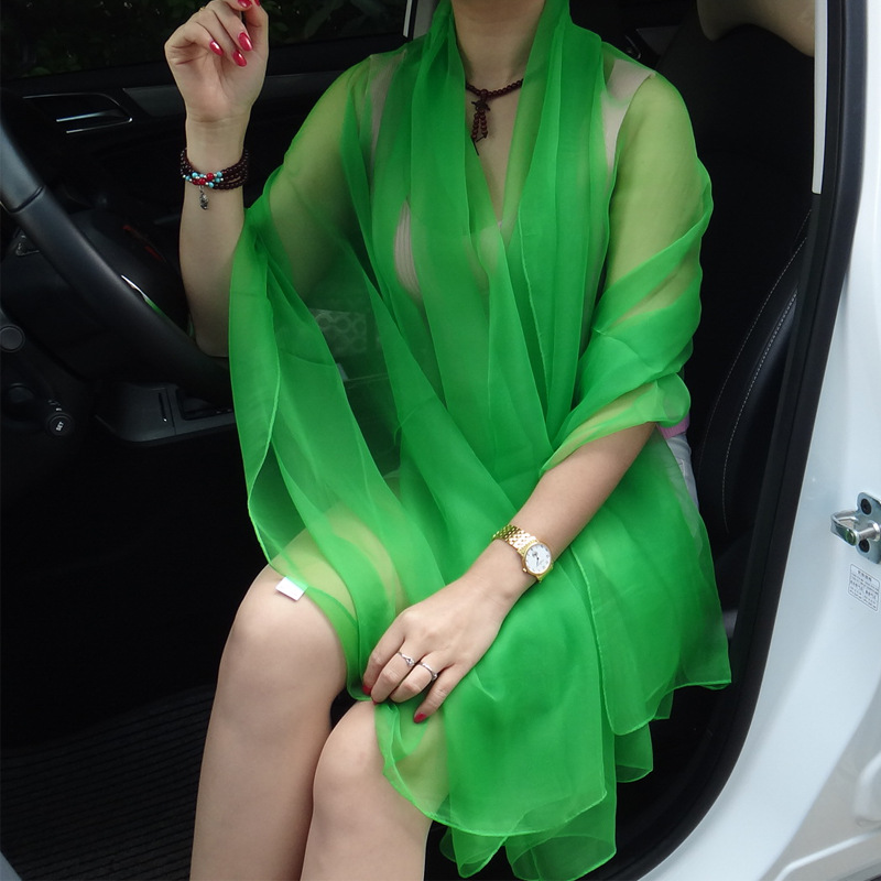 Ultra-thin Korean Style Summer Ice Silk Chiffon Women's Scarf Air Conditioning Shawl Sunscreen Scarf Seaside Scarf Autumn Dance Scarf