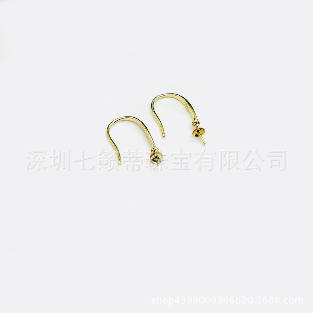 18K gold ear hook thick leaf ear hook 750 pearl earrings DIY Jasper beeswax jewelry accessories