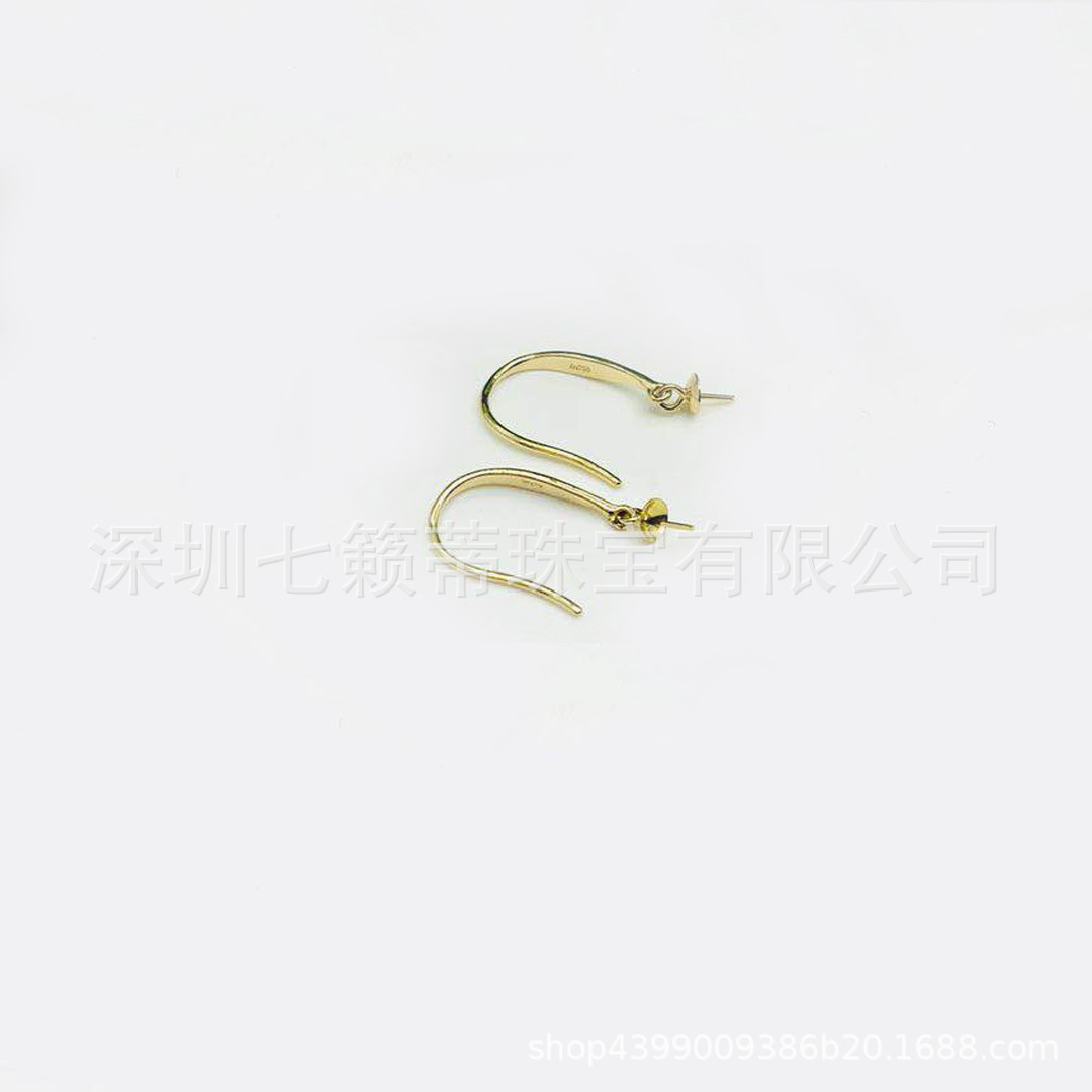 18K gold ear hook thick leaf ear hook 750 pearl earrings DIY Jasper beeswax jewelry accessories