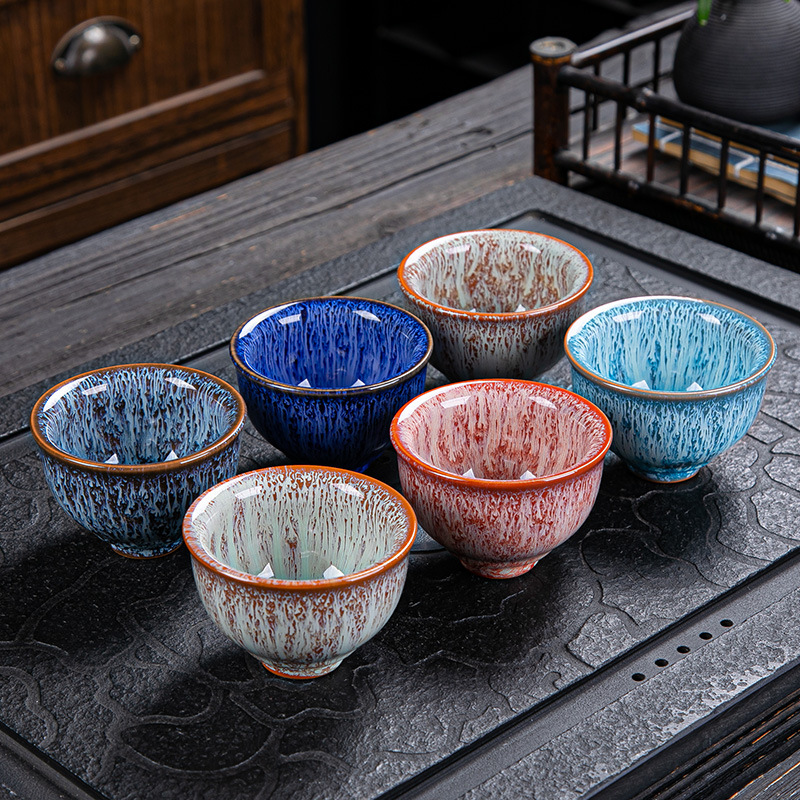 Kiln change ceramic single cup built lamp Tianmu glaze tea cup tea cup creative personal master cup large tea tasting cup fighting cup