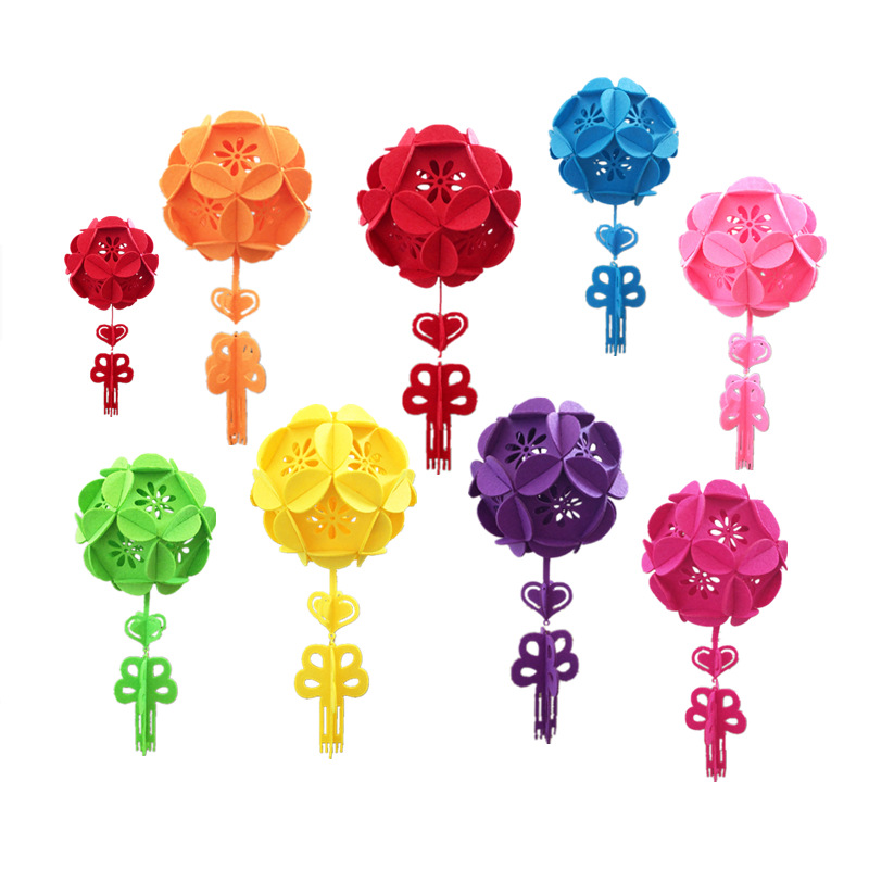 Jewelry Store Mall Classroom Kindergarten Decoration Felt New Year Festive Pendant Hydrangea Hanging Ornaments Round Flower Ball Hanging Ornaments