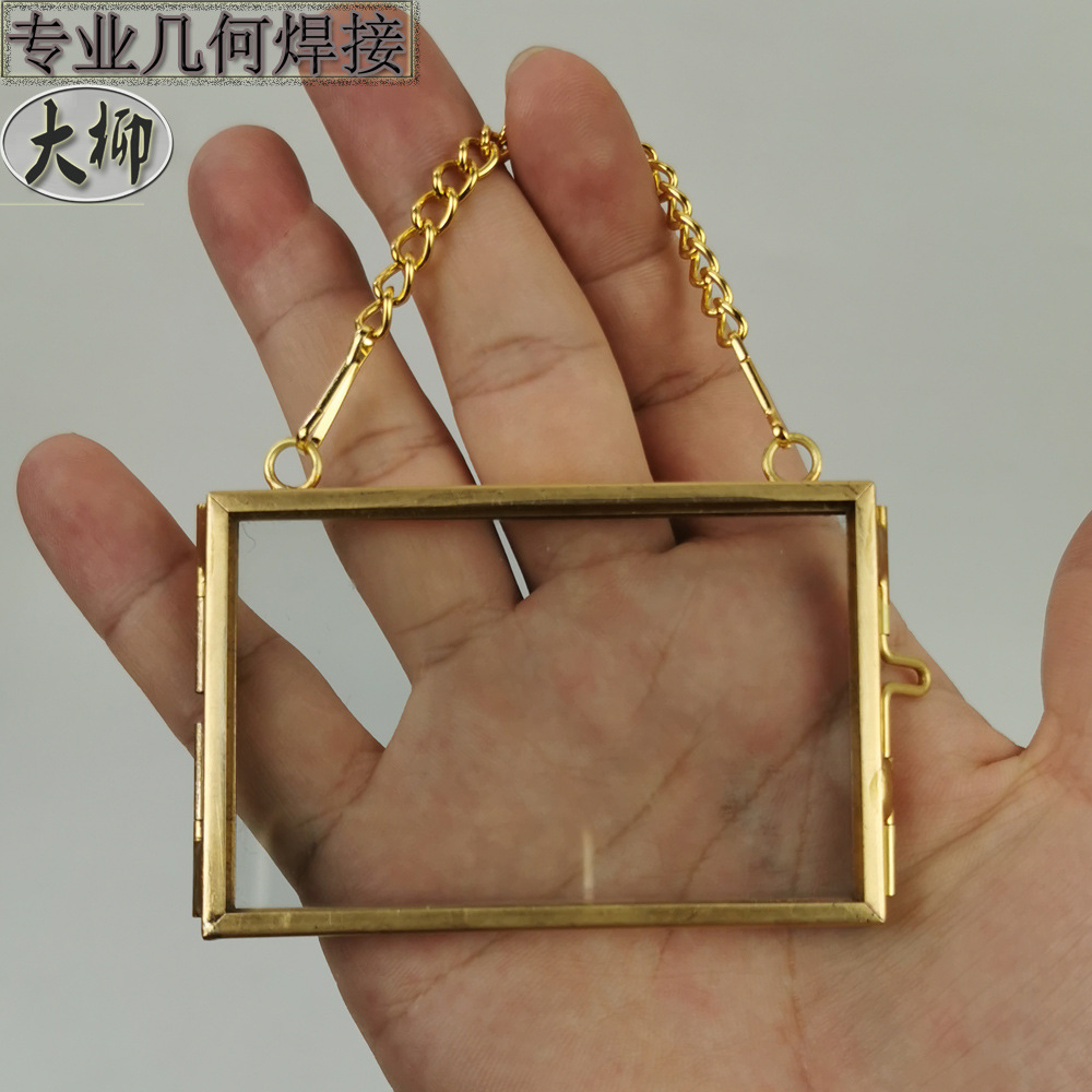 D Mini Pendant Photo Frame Free Shipping Factory Direct Sales Copper Black Original Copper Photo Frame Pendant with Bracket Id Box