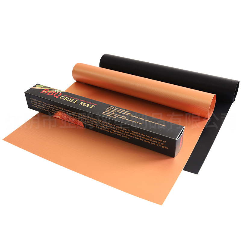 In Stock 0.2mm Thick Non-Stick Barbecue Mat Teflon High-Temperature Resistant Cloth Bbq Grill Mat Black Copper Color Wholesale