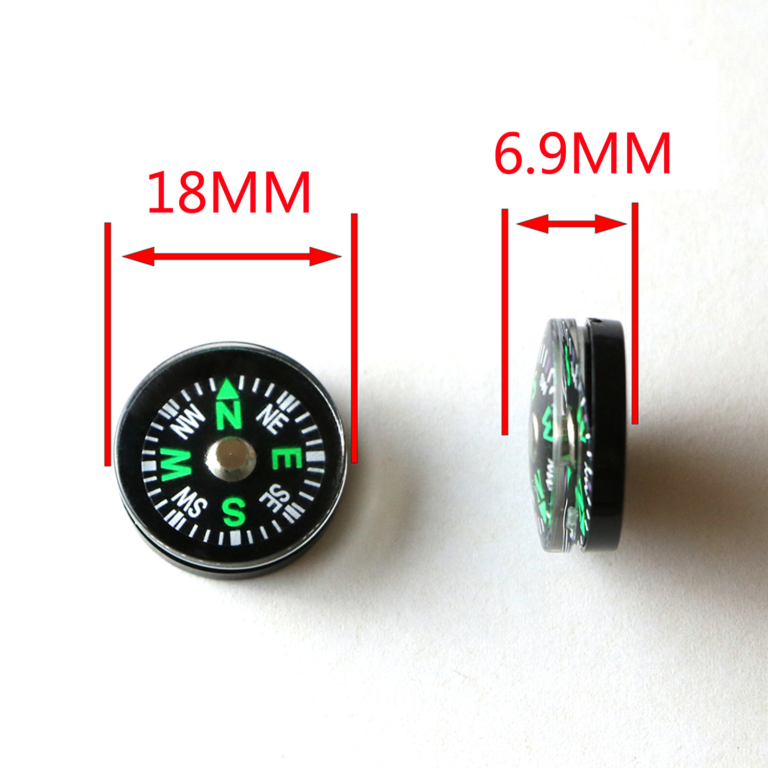 Outdoor Mountaineering Camping Micro Compass North Plastic Precision Mini Compass Outer Diameter 18mm Compass