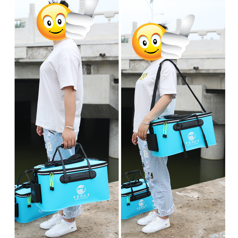 Factory wholesale fish bucket fishing bucket eva thickened multifunctional live fish box folding bucket ultra light fish box fish protection bucket