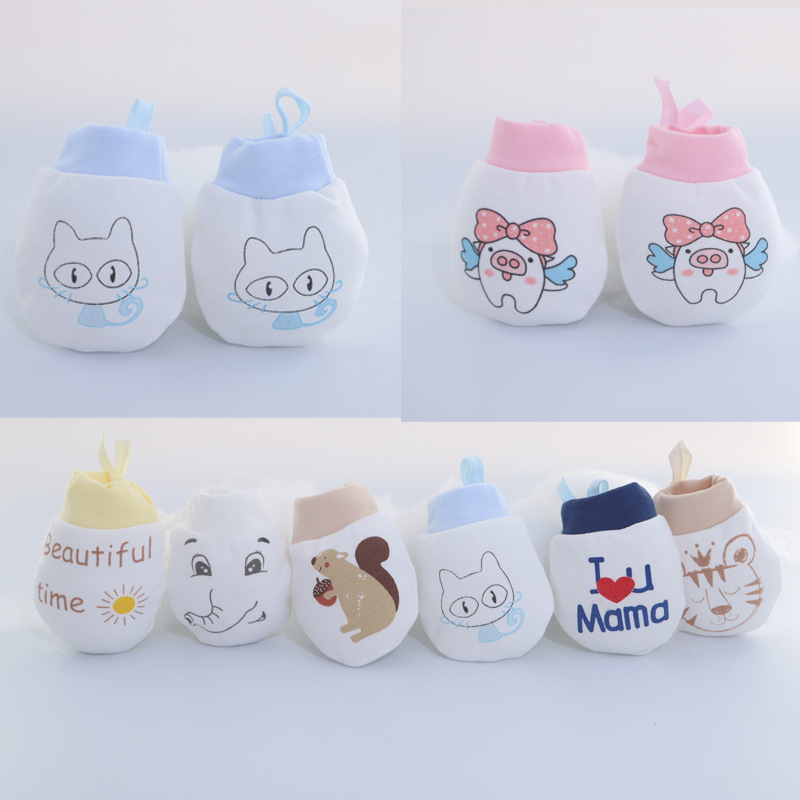 Антицарапинные хлопковые перчатки для детей, теплые, дышащие, на все сезоны, с завязками