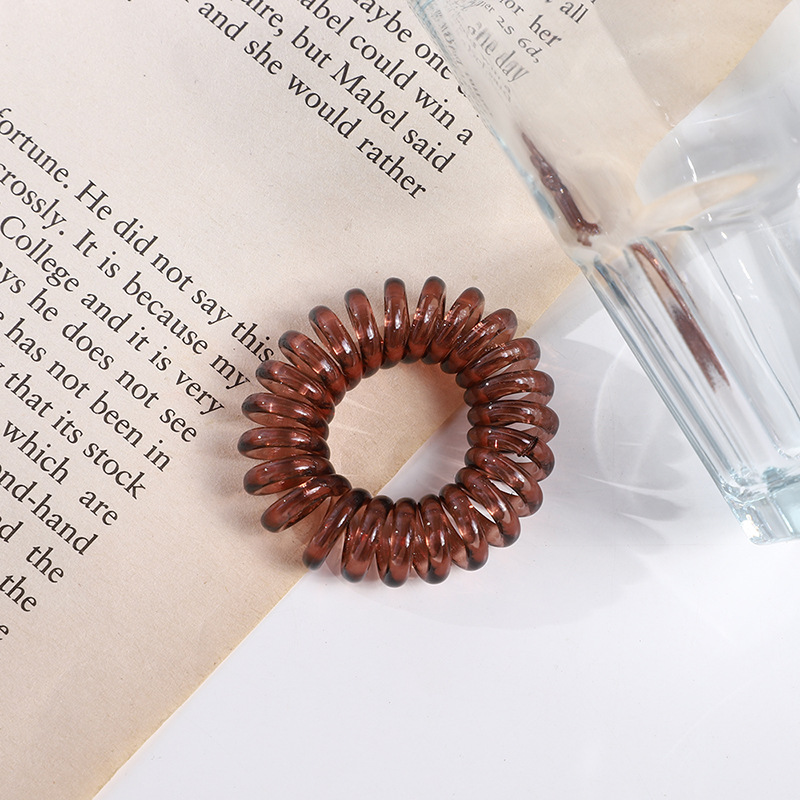 Transparent hair tie cute telephone line hair band thin hair rope color phone ring rubber band student children head rope