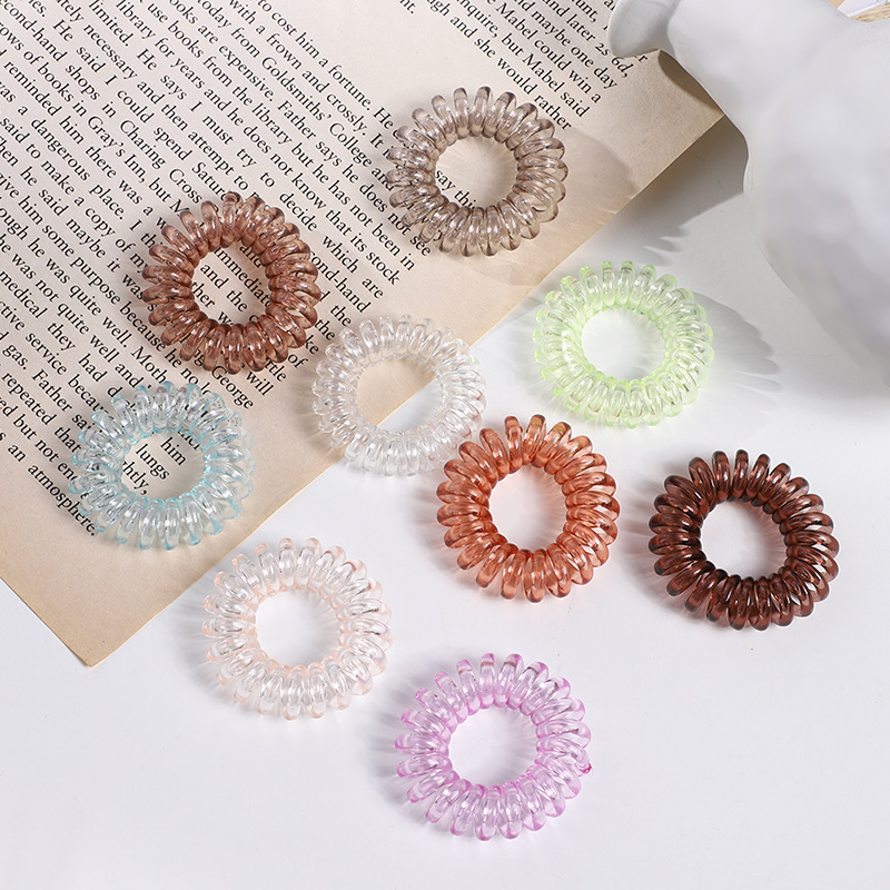 Прозрачная резинка для волос, милый телефонный шнур, тонкая резинка для волос, цветная резинка для телефона, аксессуар для детей
