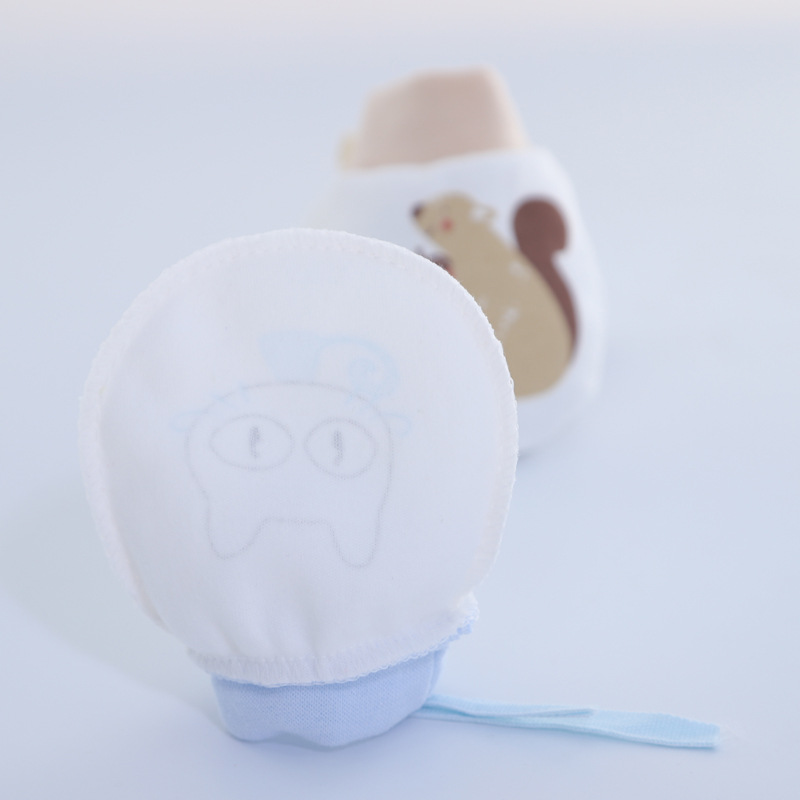 Baby Anti-scratch Cotton Small Gloves Four Seasons Warm Breathable Autumn and Winter Drawstring Lace-up Baby Adjustable Gloves