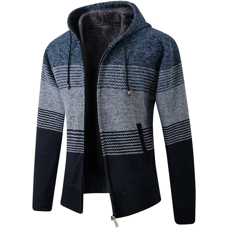 Knitted Jacket Men's Korean Style Autumn and Winter Fleece-Lined Thickened Outer Wear Fashionable Sweater Autumn Clothes Outer Wear Men's Cardigan