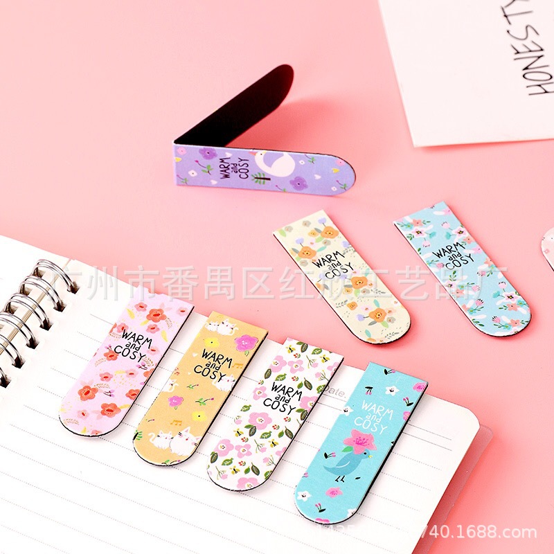 Magnetic Bookmark Small Batch LOGO with Pictures Cartoon Cute Folded Paper Magnetic Bookmark Double-sided Amazon