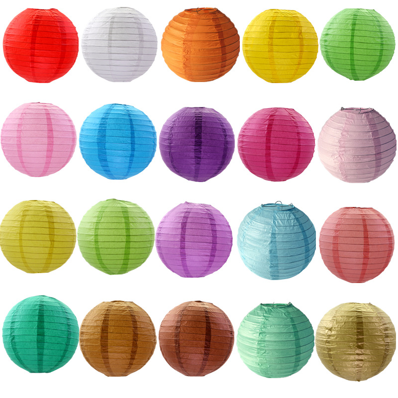 Оптовая продажа ручных круглых цветных бумажных фонариков для праздника середины осени, Нового года, весеннего фестиваля, украшения для вечеринок и торговых центров