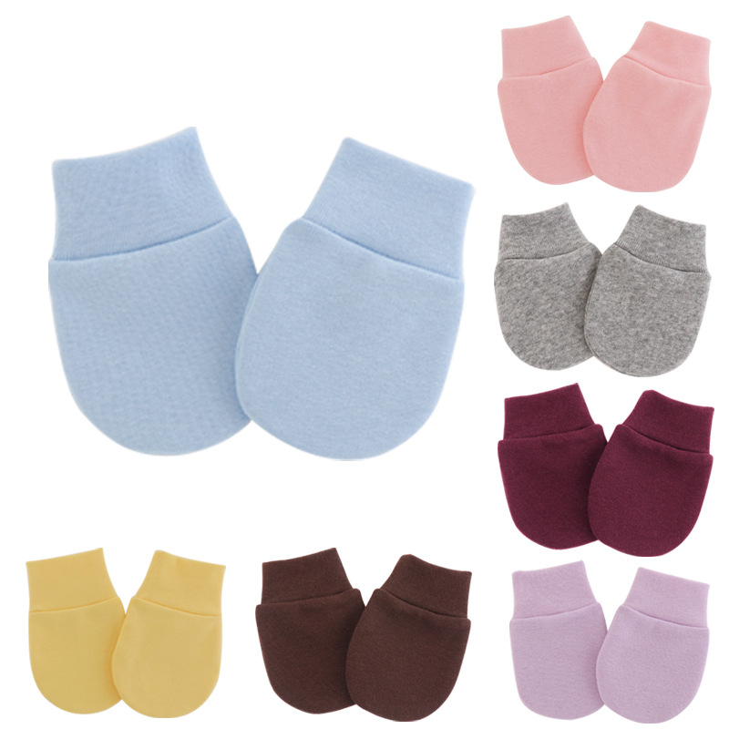 Перчатки для новорожденных, антицарапин, спандекс, однотонные