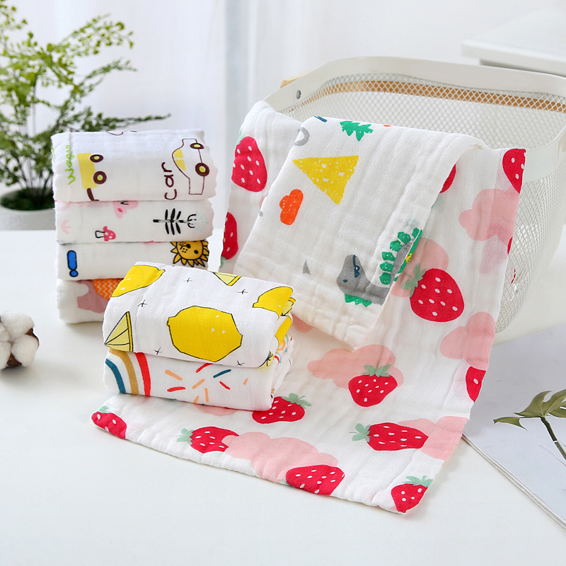 Baby saliva towel cotton six-layer high-density gauze children's handkerchief square towel baby milk towel wash face towel children's towel
